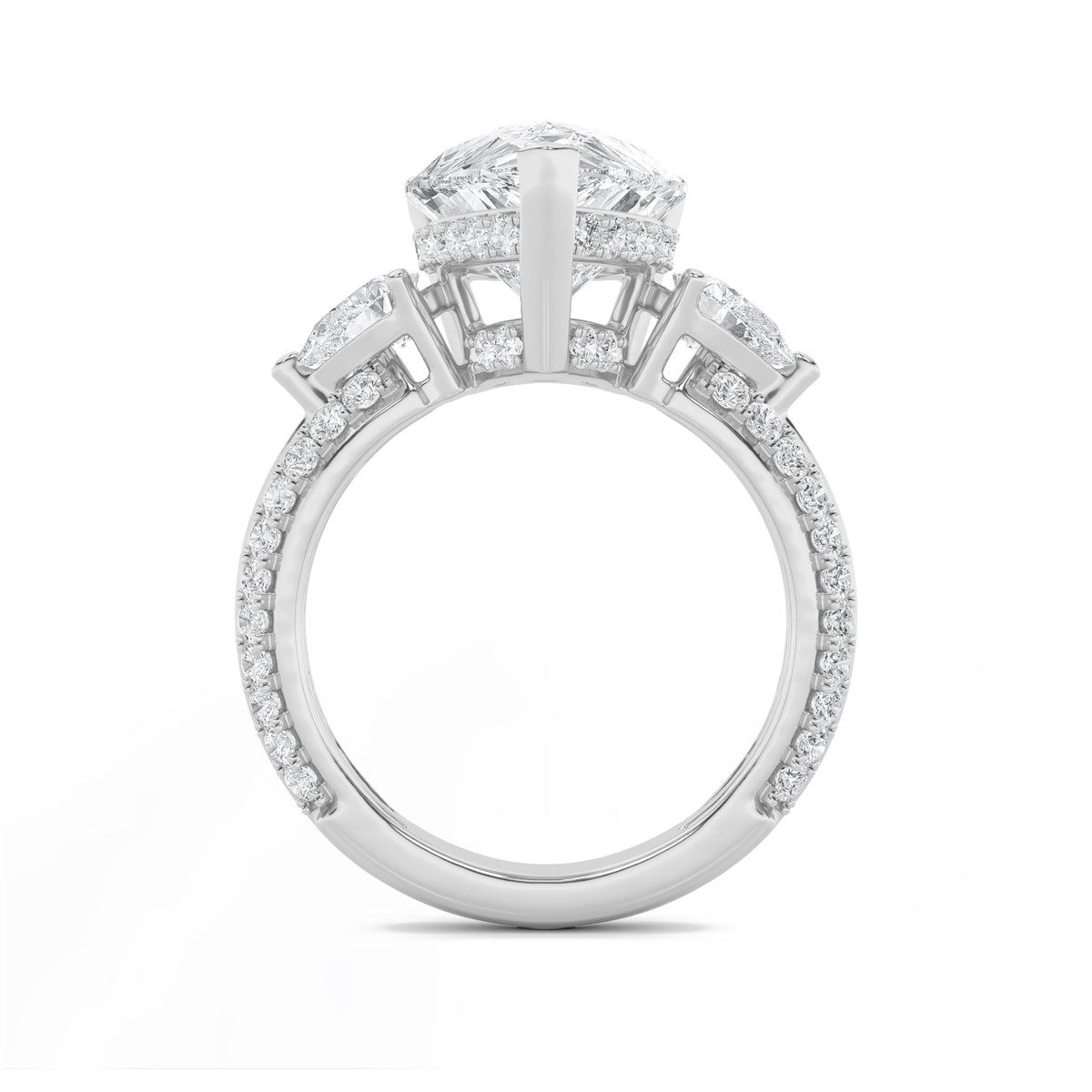 6.75CTW Pear Lab-Grown Diamond Bold Statement Accented Ring 72 Stones