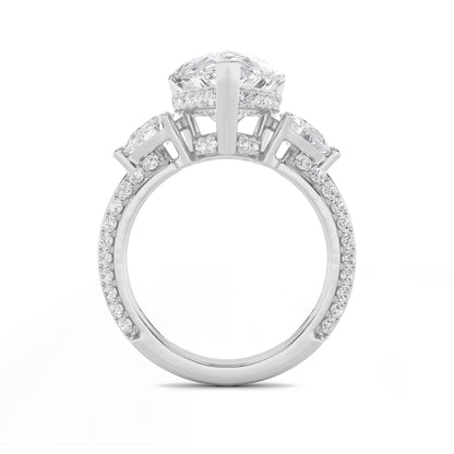 6.75CTW Pear Lab-Grown Diamond Bold Statement Accented Ring 72 Stones