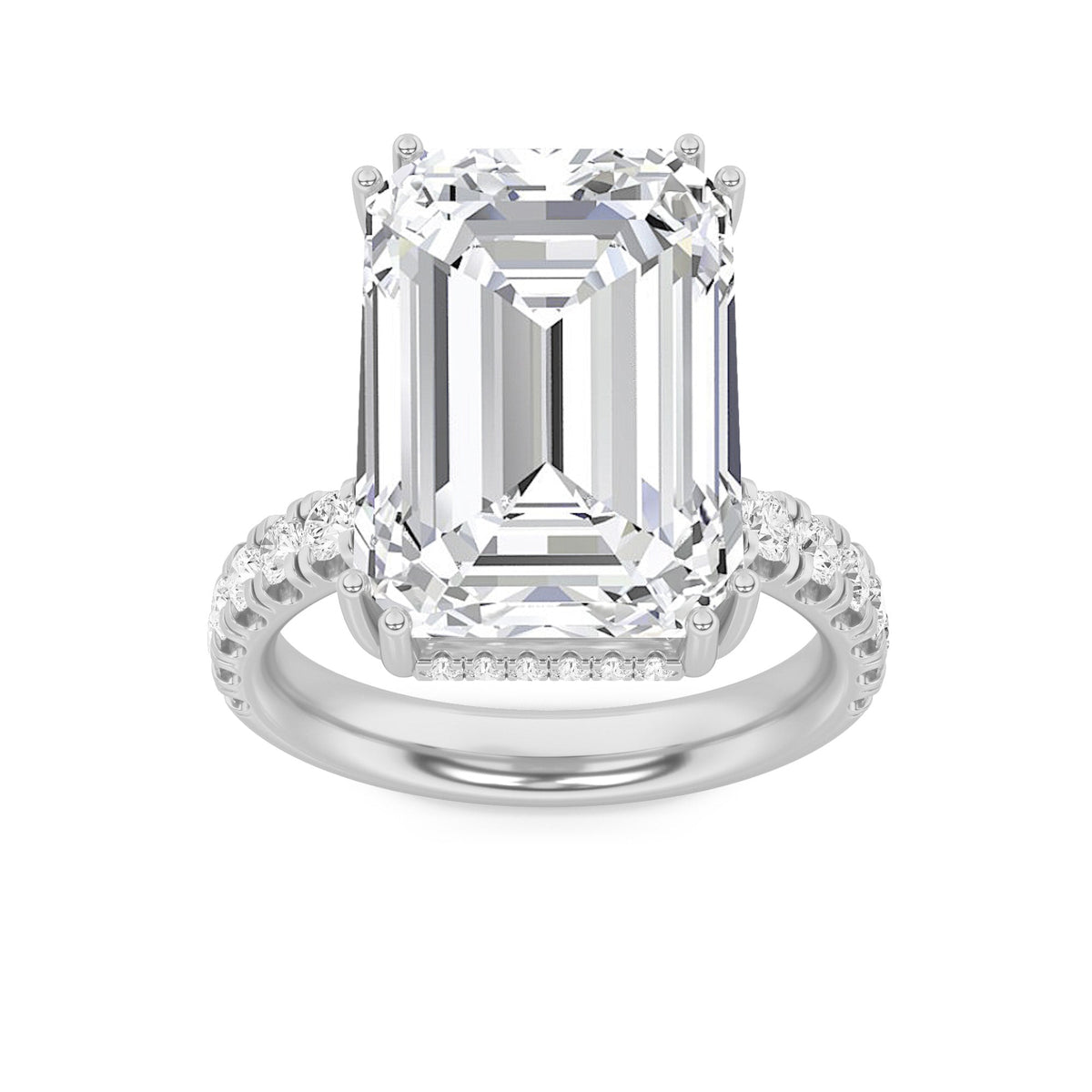 10.25CTW Emerald Lab-Grown Diamond Prong Bold Statement Accented Ring 49 Stones