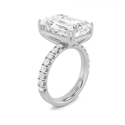 10.25CTW Emerald Lab-Grown Diamond Prong Bold Statement Accented Ring 49 Stones