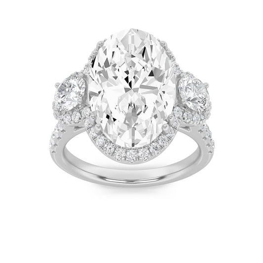 7.5CTW Oval Lab-Grown Diamond Bold Statement Accented Ring 93 Stones