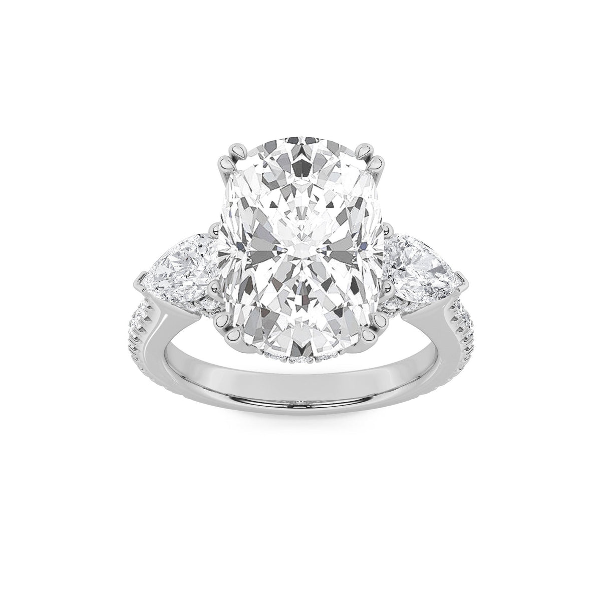 6.5CTW Elongated Cushion Lab-Grown Diamond Bold Accented Engagement Ring 57 Stones