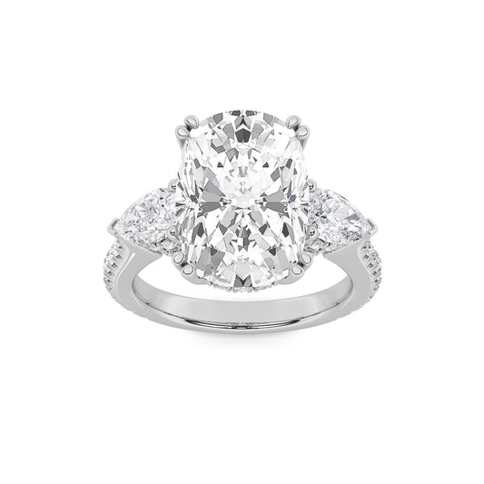 6.5CTW Elongated Cushion Lab-Grown Diamond Bold Accented Engagement Ring 57 Stones