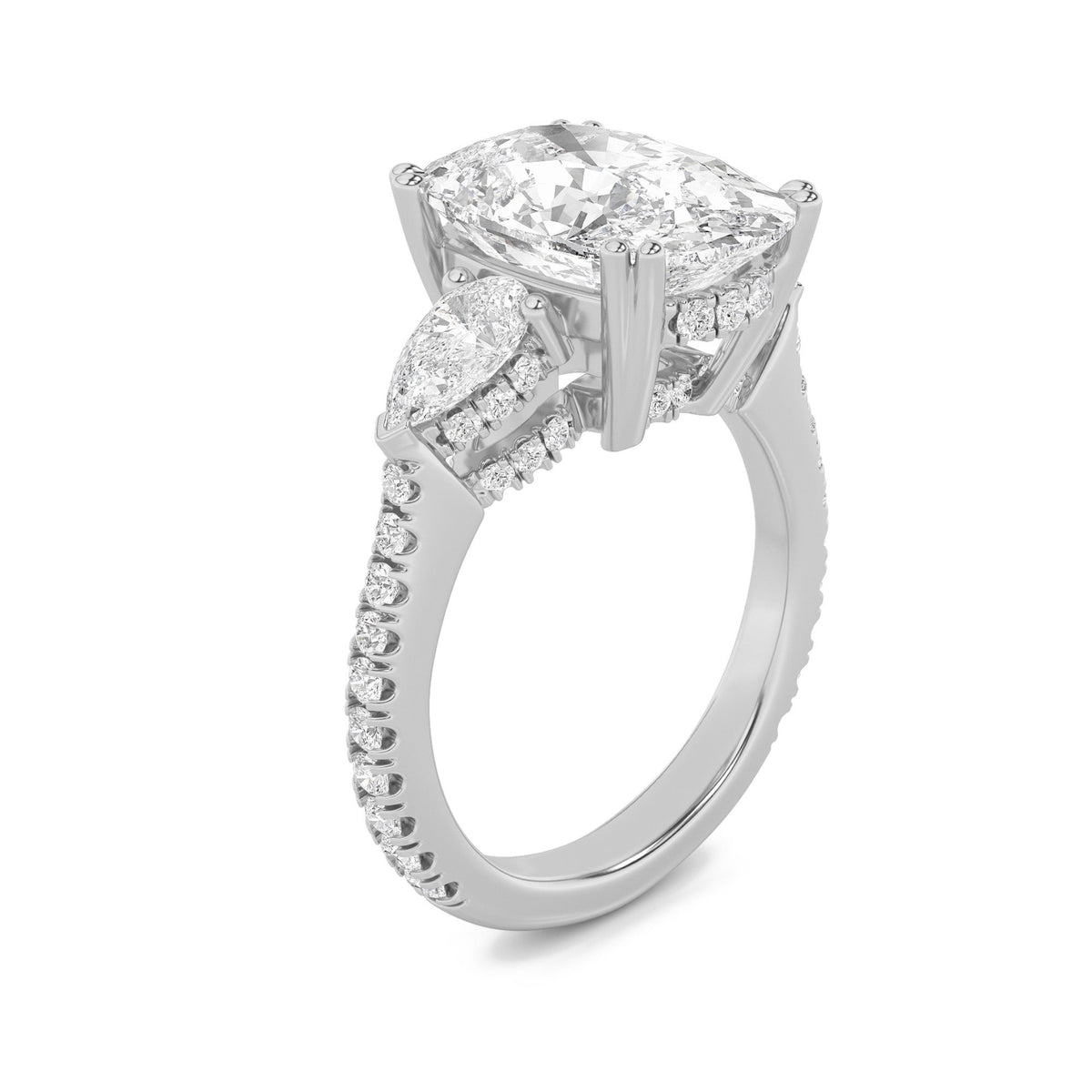 6.5CTW Elongated Cushion Lab-Grown Diamond Bold Accented Engagement Ring 57 Stones
