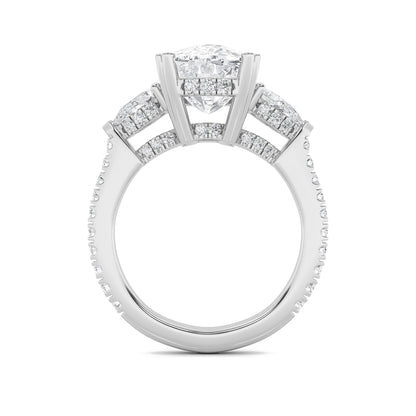 6.5CTW Elongated Cushion Lab-Grown Diamond Bold Accented Engagement Ring 57 Stones