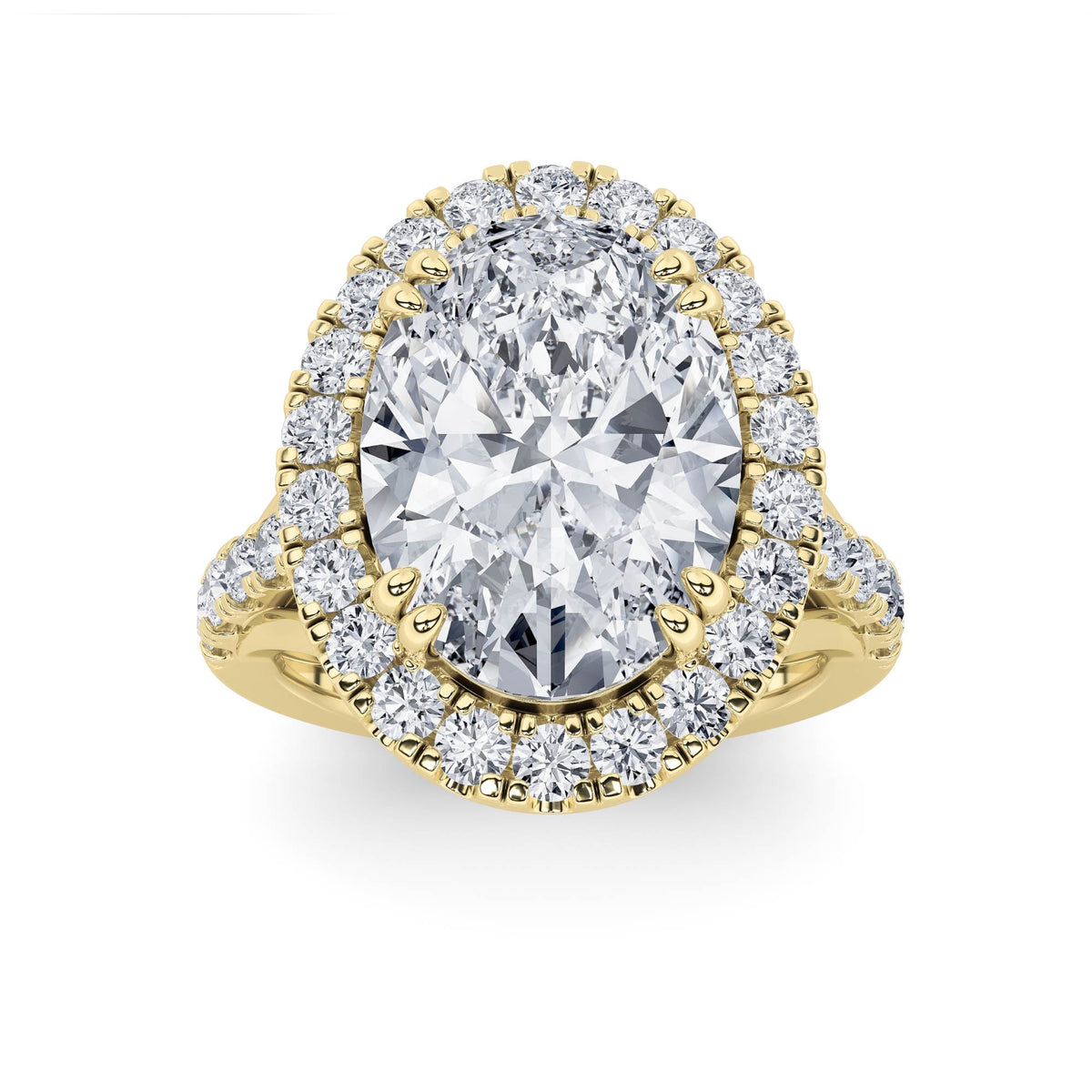 6CTW Oval Lab-Grown Diamond Prong Bold Accented Engagement Ring 35 Stones