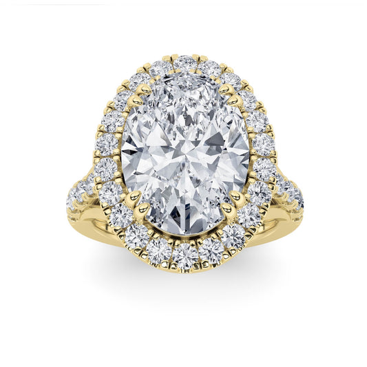 6CTW Oval Lab-Grown Diamond Prong Bold Accented Engagement Ring 35 Stones
