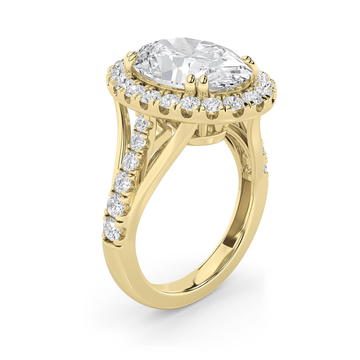 6CTW Oval Lab-Grown Diamond Prong Bold Accented Engagement Ring 35 Stones