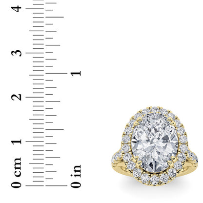 6CTW Oval Lab-Grown Diamond Prong Bold Accented Engagement Ring 35 Stones