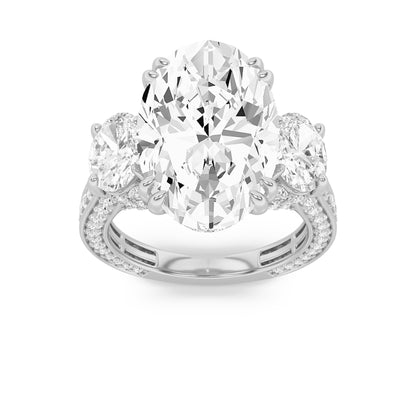 9CTW Oval Lab-Grown Diamond Bold Statement Accented Ring 119 Stones