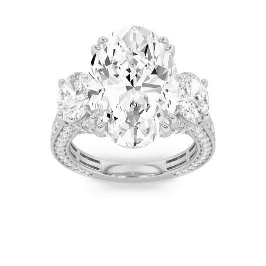 9CTW Oval Lab-Grown Diamond Bold Statement Accented Ring 119 Stones