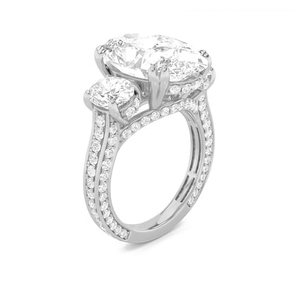 9CTW Oval Lab-Grown Diamond Bold Statement Accented Ring 119 Stones