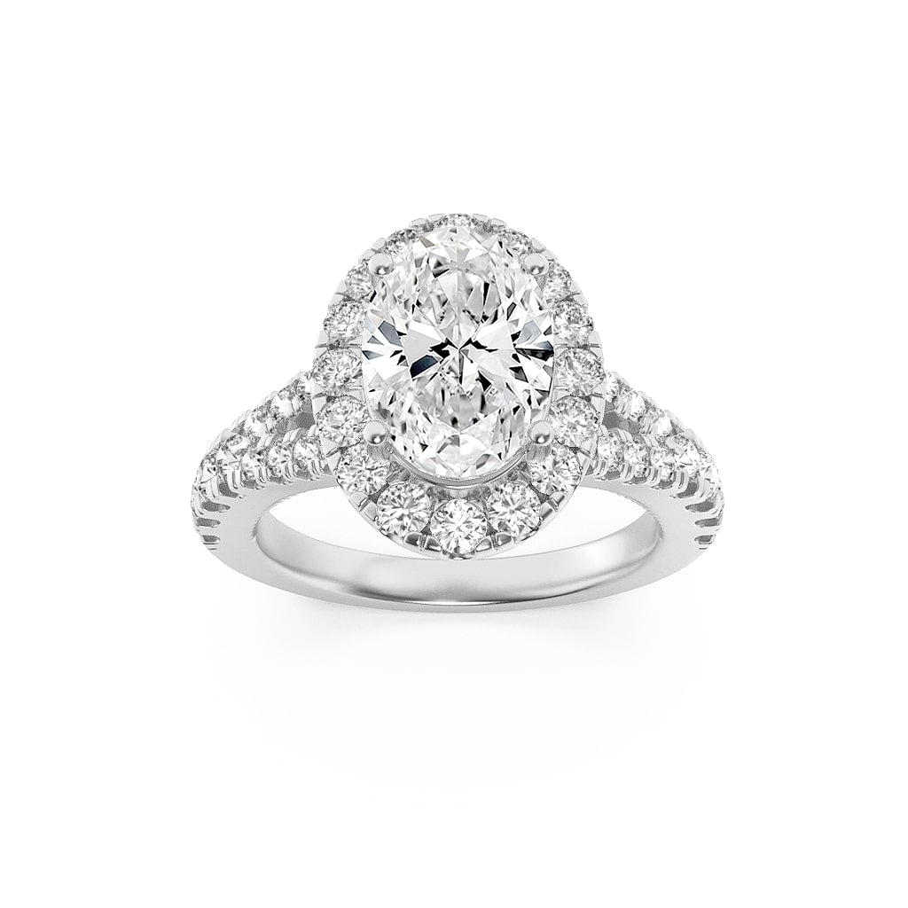 2.5CTW Oval Lab-Grown Diamond Prong Engagement Ring 45 Stones