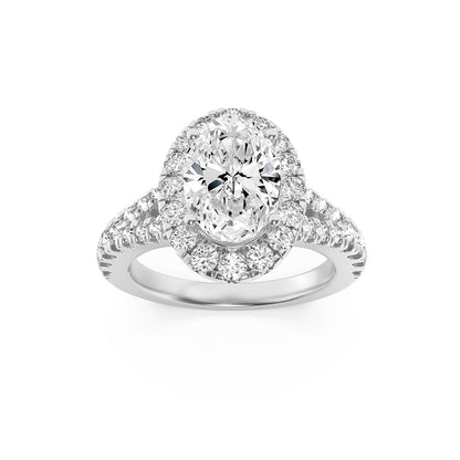 2.5CTW Oval Lab-Grown Diamond Prong Engagement Ring 45 Stones