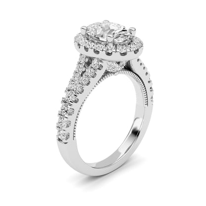 2.5CTW Oval Lab-Grown Diamond Prong Engagement Ring 45 Stones