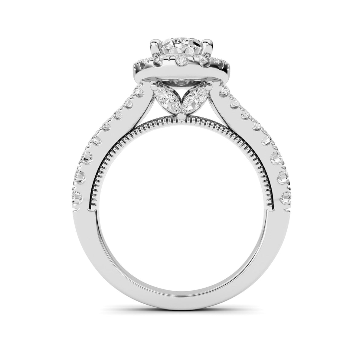 2.5CTW Oval Lab-Grown Diamond Prong Engagement Ring 45 Stones
