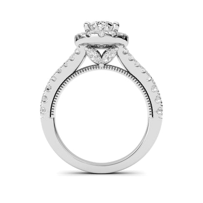 2.5CTW Oval Lab-Grown Diamond Prong Engagement Ring 45 Stones