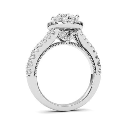 2.5CTW Oval Lab-Grown Diamond Prong Engagement Ring 45 Stones