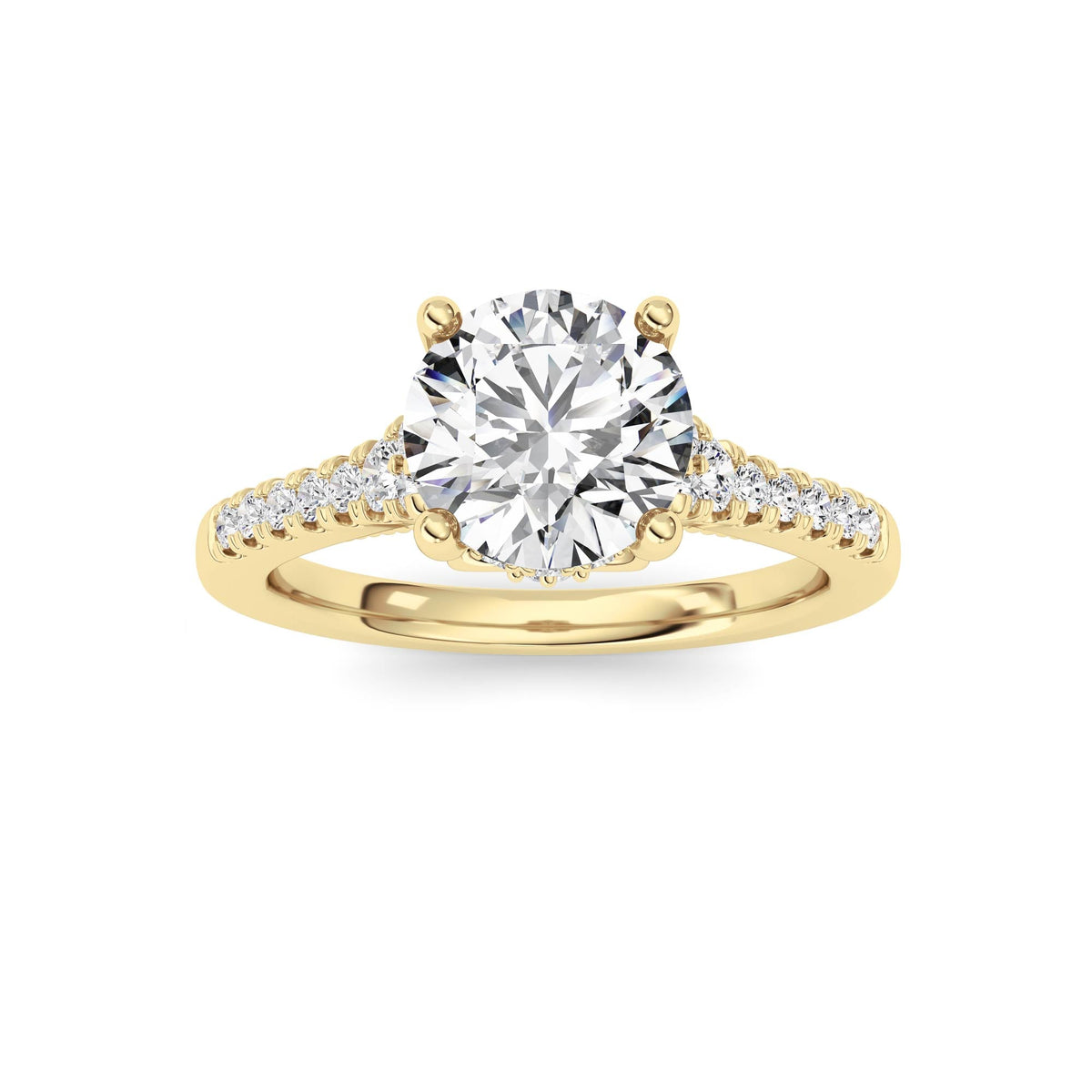 1.5CTW Round Lab-Grown Diamond Prong Accented Two Tone Engagement Ring 31 Stones