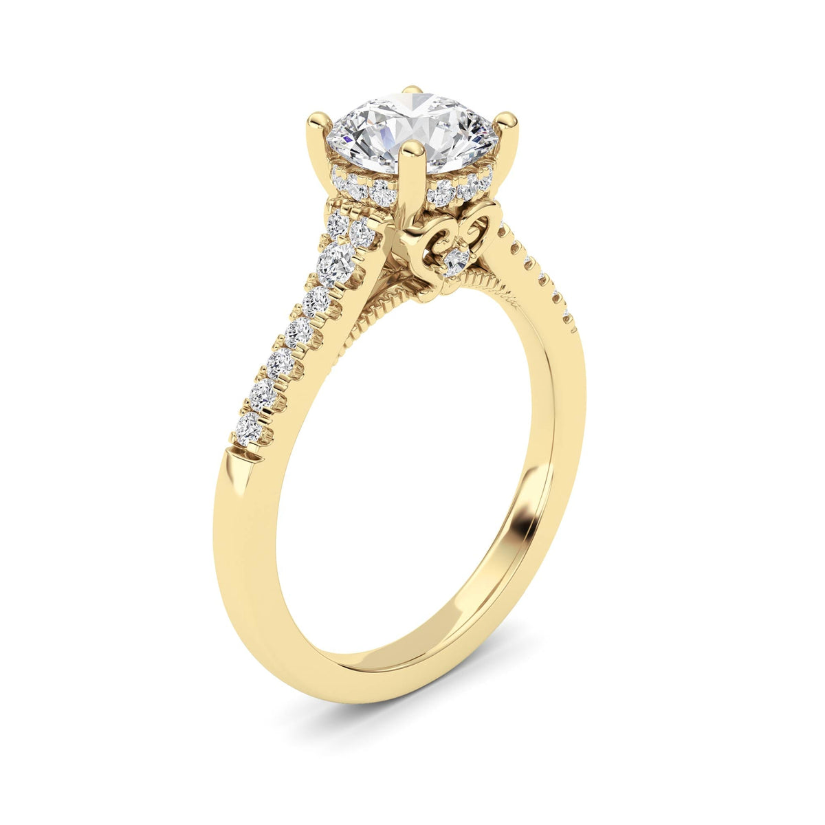 1.5CTW Round Lab-Grown Diamond Prong Accented Two Tone Engagement Ring 31 Stones