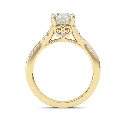 1.5CTW Round Lab-Grown Diamond Prong Accented Two Tone Engagement Ring 31 Stones