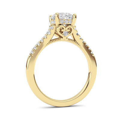 1.5CTW Round Lab-Grown Diamond Prong Accented Two Tone Engagement Ring 31 Stones