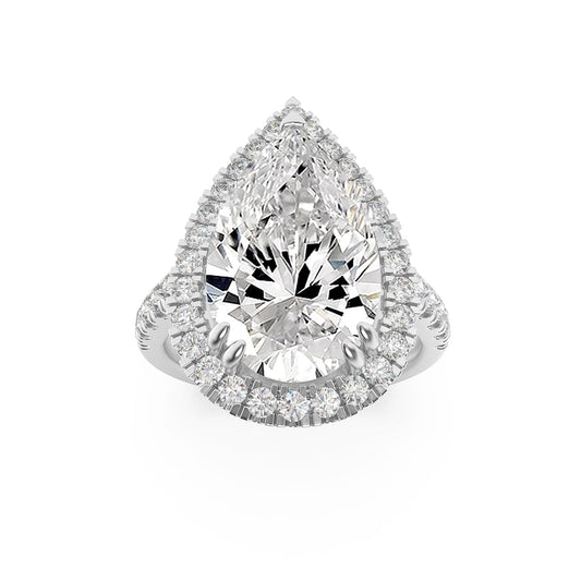 6.25CTW Pear Lab-Grown Diamond Bold Accented Engagement Ring 43 Stones