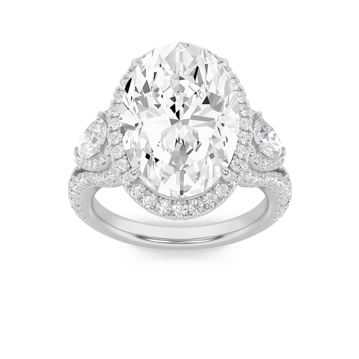 7.25CTW Oval Lab-Grown Diamond Prong Bold Accented Engagement Ring 133 Stones