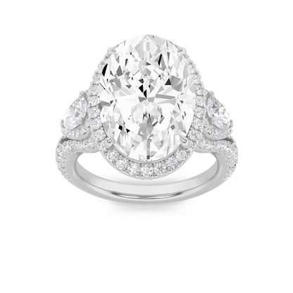 7.25CTW Oval Lab-Grown Diamond Prong Bold Accented Engagement Ring 133 Stones