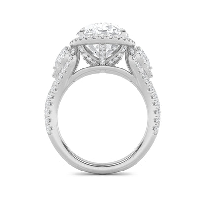 7.25CTW Oval Lab-Grown Diamond Prong Bold Accented Engagement Ring 133 Stones