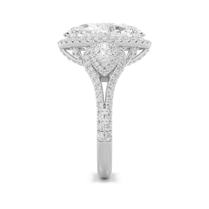 7.25CTW Oval Lab-Grown Diamond Prong Bold Accented Engagement Ring 133 Stones