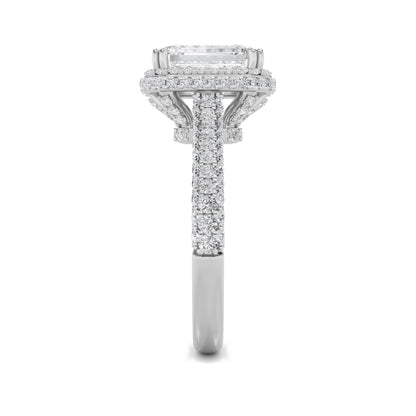 3CTW Radiant Lab-Grown Diamond Prong Halo Accented Engagement Ring 149 Stones