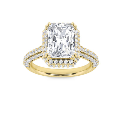 3CTW Radiant Lab-Grown Diamond Prong Halo Accented Engagement Ring 149 Stones