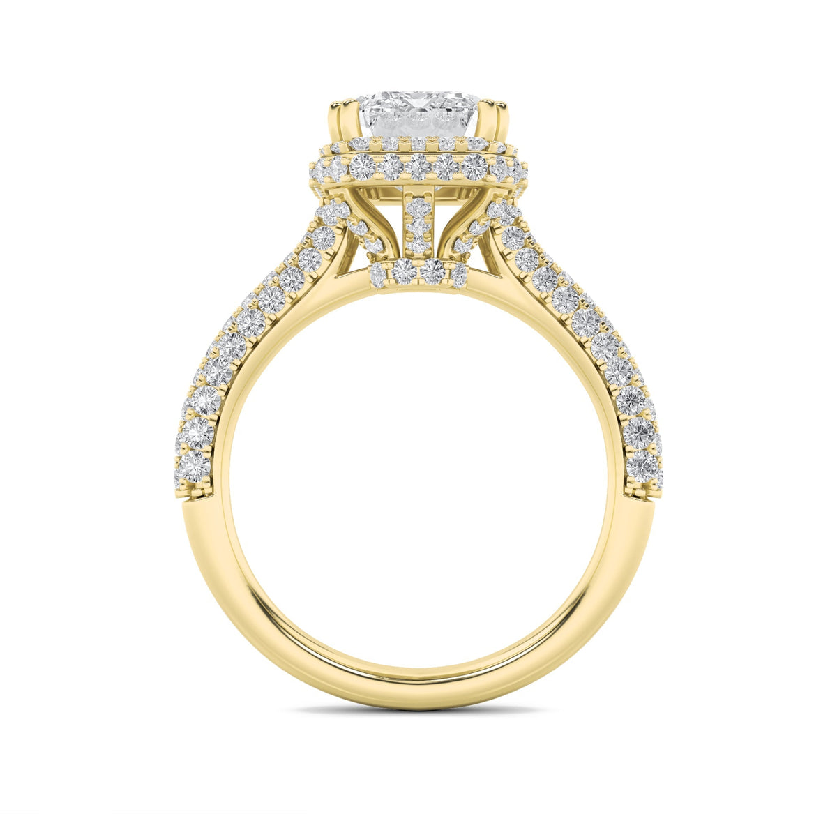 3CTW Radiant Lab-Grown Diamond Prong Halo Accented Engagement Ring 149 Stones