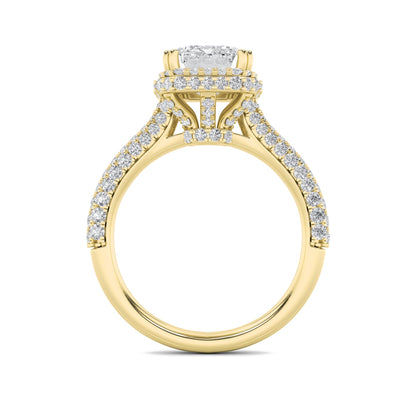 3CTW Radiant Lab-Grown Diamond Prong Halo Accented Engagement Ring 149 Stones