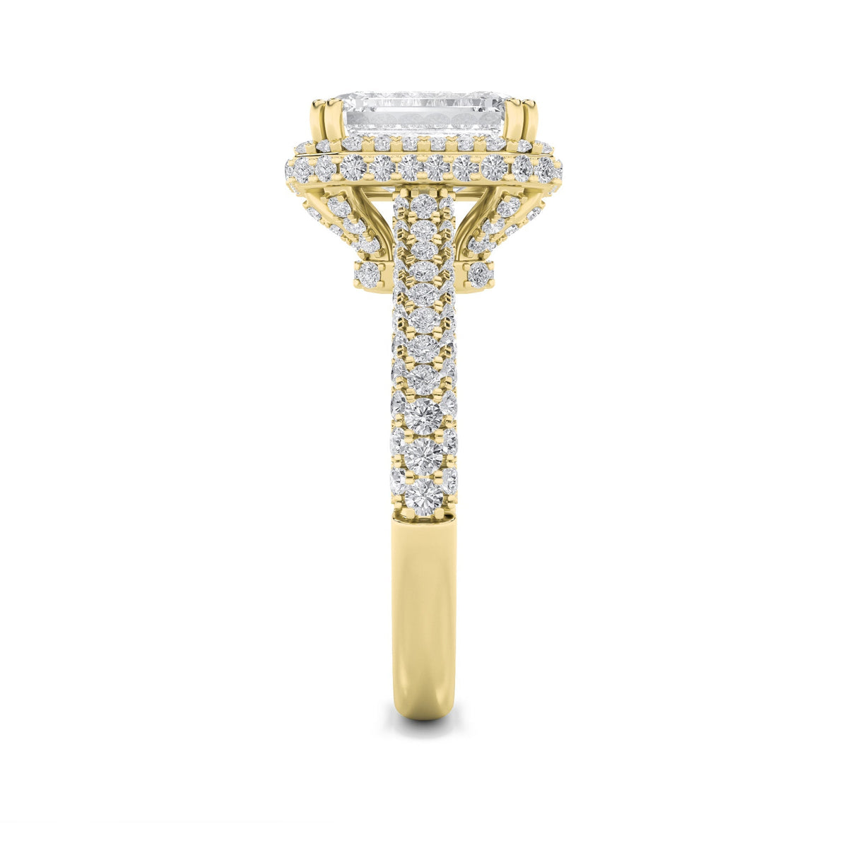 3CTW Radiant Lab-Grown Diamond Prong Halo Accented Engagement Ring 149 Stones