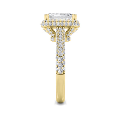 3CTW Radiant Lab-Grown Diamond Prong Halo Accented Engagement Ring 149 Stones