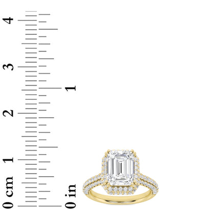 3CTW Radiant Lab-Grown Diamond Prong Halo Accented Engagement Ring 149 Stones