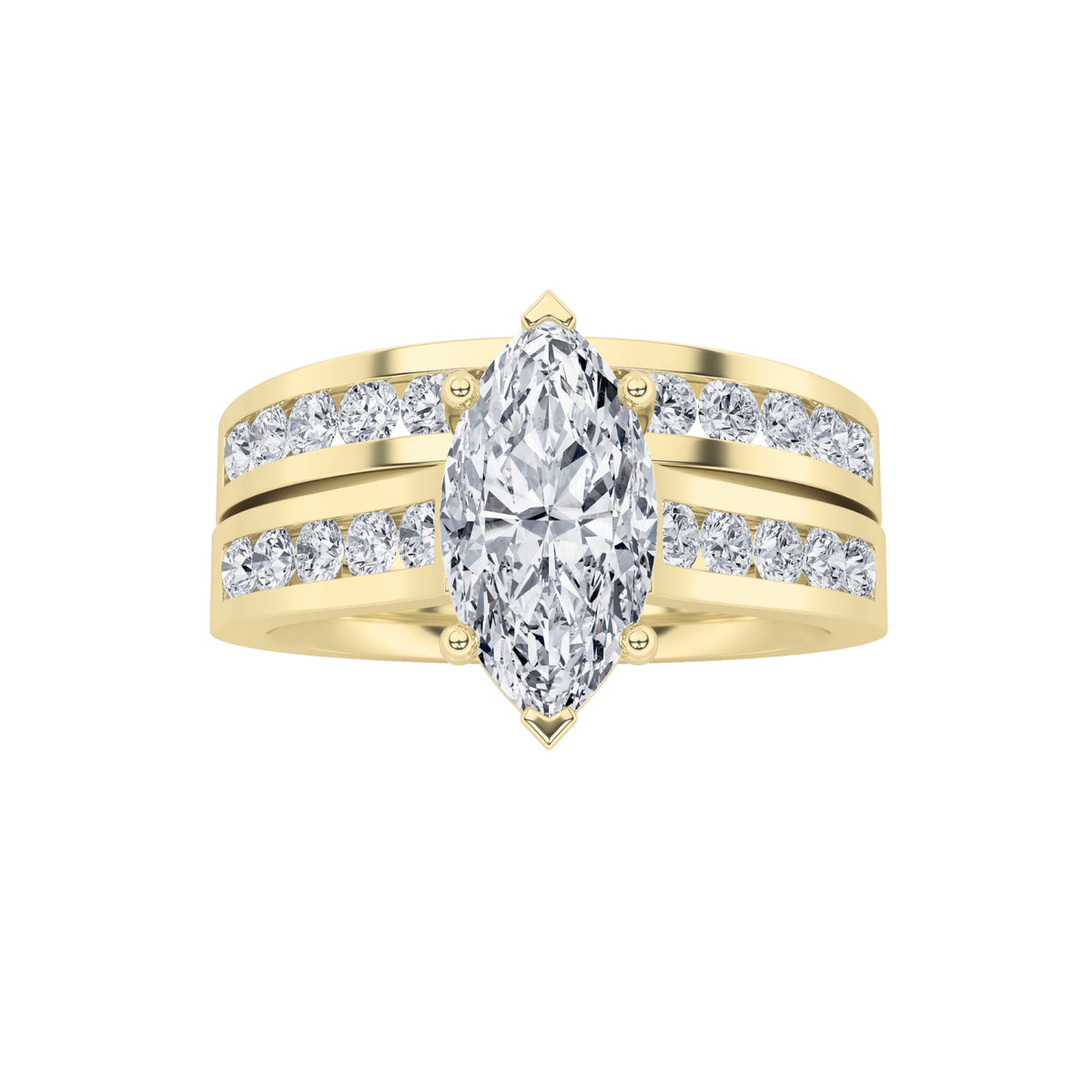2CTW Marquise Lab-Grown Diamond Channel Set Bridal Engagement Ring 25 Stones