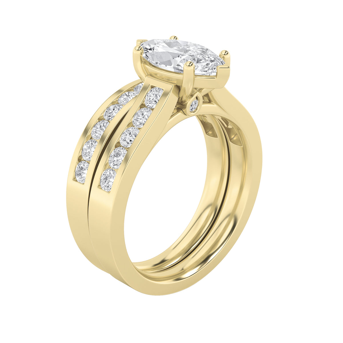 2CTW Marquise Lab-Grown Diamond Channel Set Bridal Engagement Ring 25 Stones