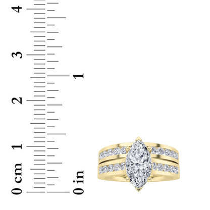 2CTW Marquise Lab-Grown Diamond Channel Set Bridal Engagement Ring 25 Stones