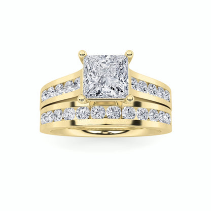 2CTW Princess Lab-Grown Diamond Channel Set Bridal Engagement Ring 25 Stones