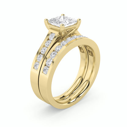 2CTW Princess Lab-Grown Diamond Channel Set Bridal Engagement Ring 25 Stones