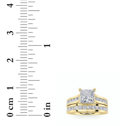2CTW Princess Lab-Grown Diamond Channel Set Bridal Engagement Ring 25 Stones