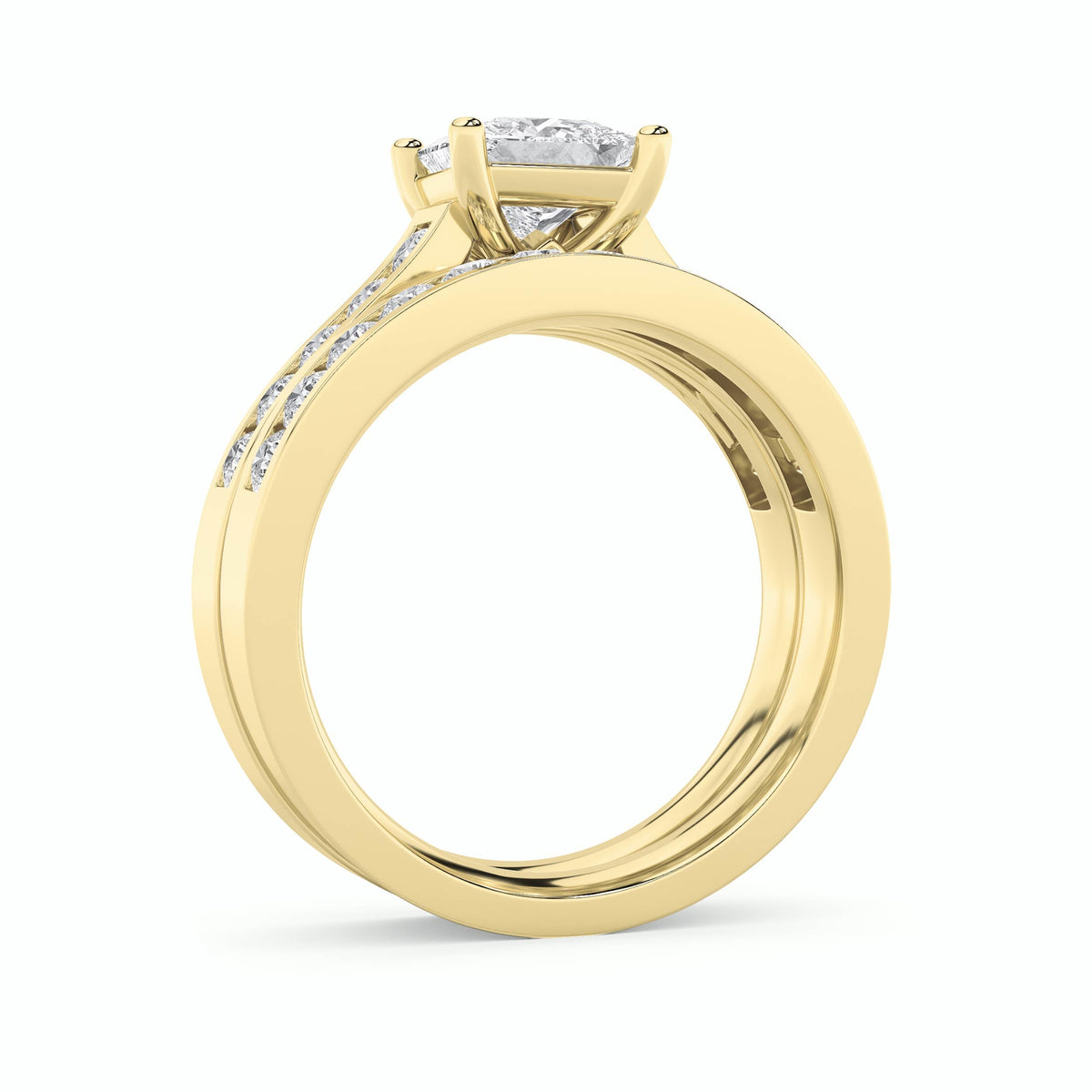 2CTW Princess Lab-Grown Diamond Channel Set Bridal Engagement Ring 25 Stones