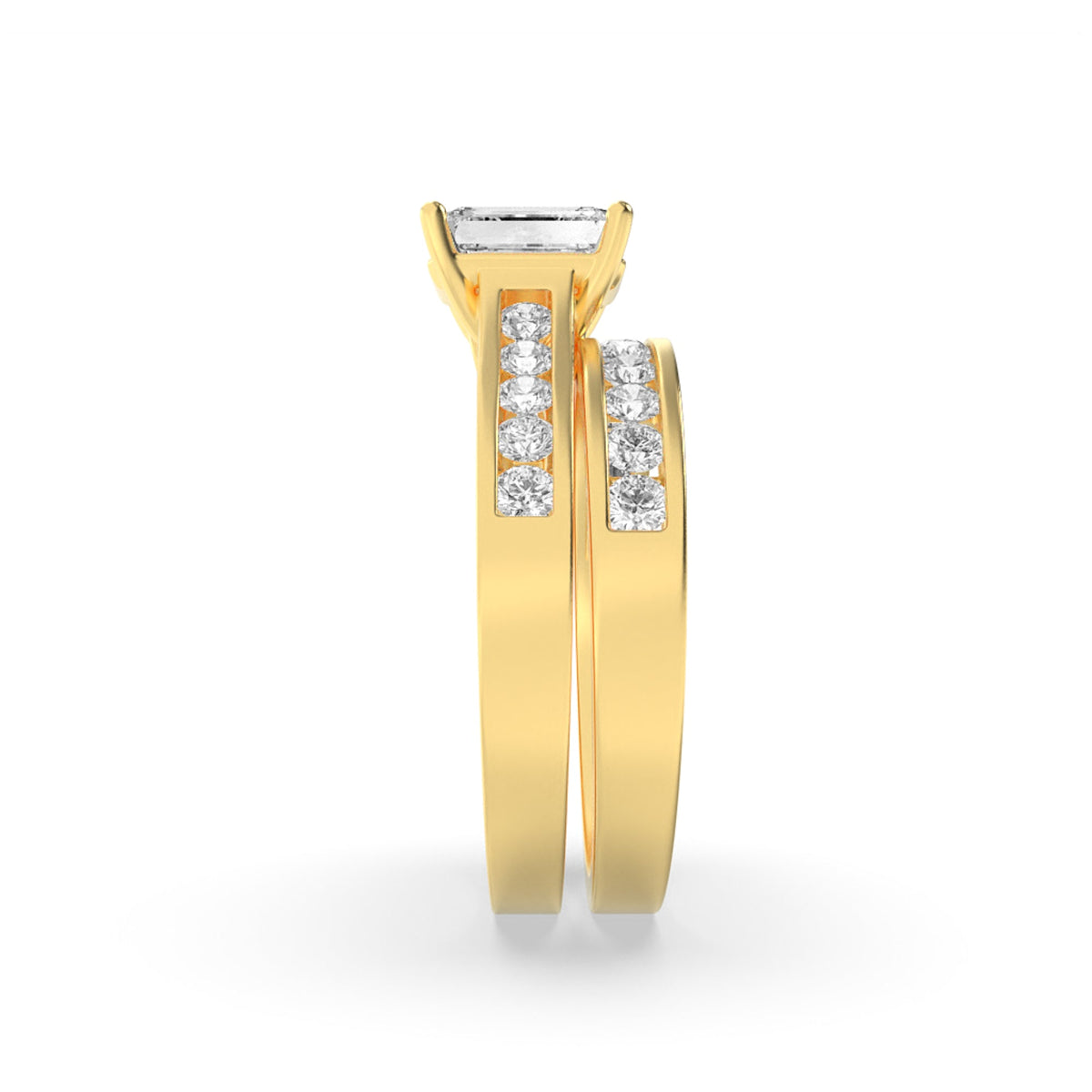 2CTW Radiant Lab-Grown Diamond Prong Channel Set Bridal Engagement Ring 25 Stones