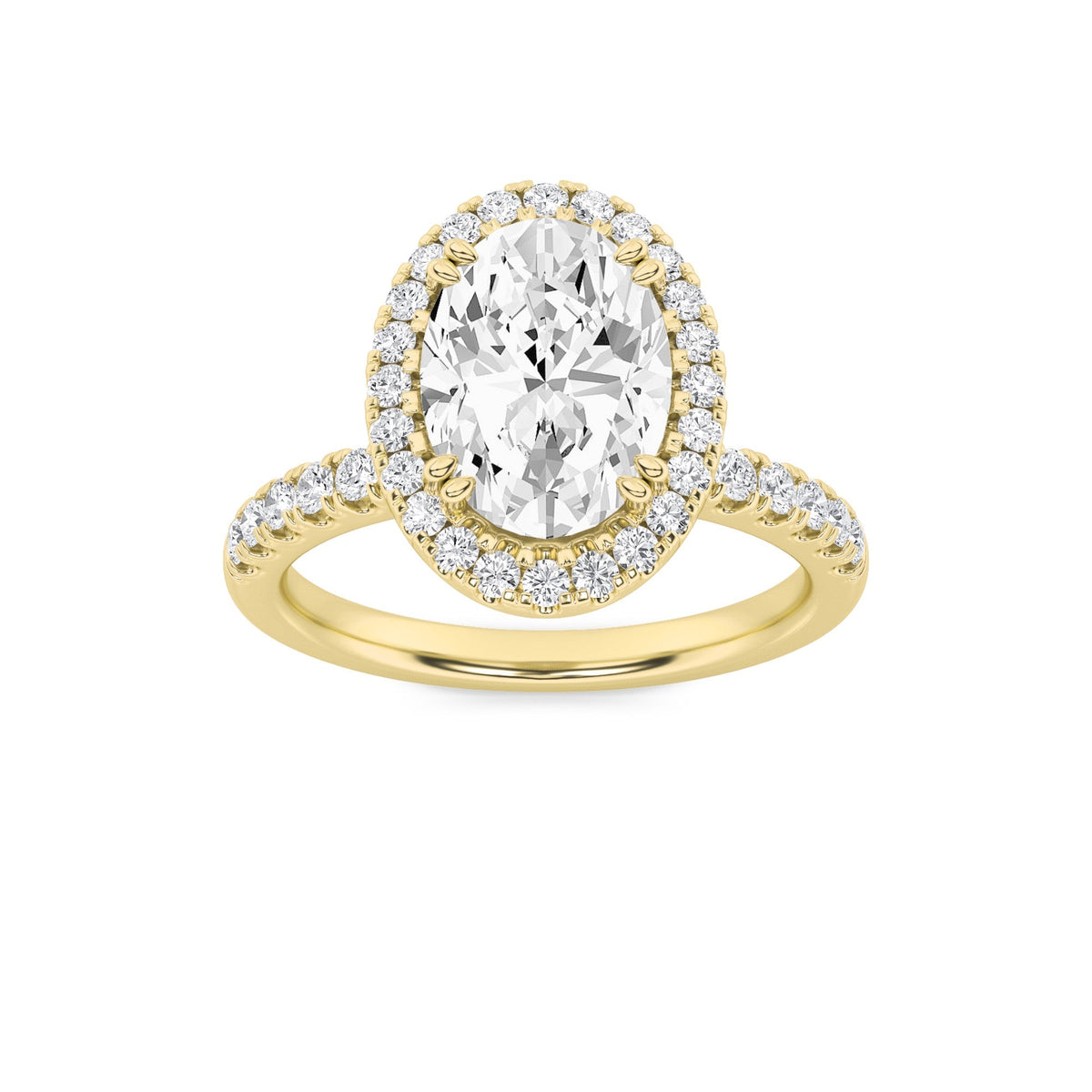 3CTW Oval Lab-Grown Diamond Prong Halo Accented Engagement Ring 71 Stones