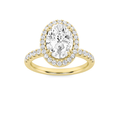 3CTW Oval Lab-Grown Diamond Prong Halo Accented Engagement Ring 71 Stones