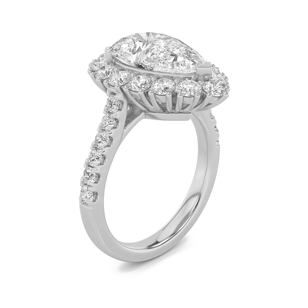 4CTW Pear Lab-Grown Diamond Prong Bold Classic Engagement Ring 28 Stones