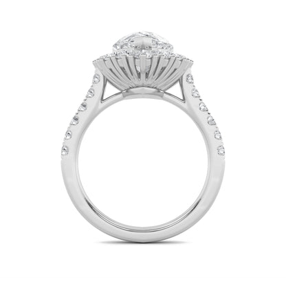 4CTW Pear Lab-Grown Diamond Prong Bold Classic Engagement Ring 28 Stones